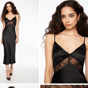 Dynamite V-Neck Satin Slip Midi Dress